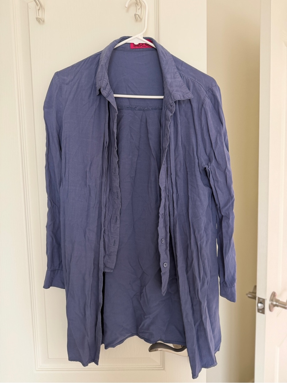 Boohoo Women's Button-Down Long Sleeve Shirt - Slate Blue